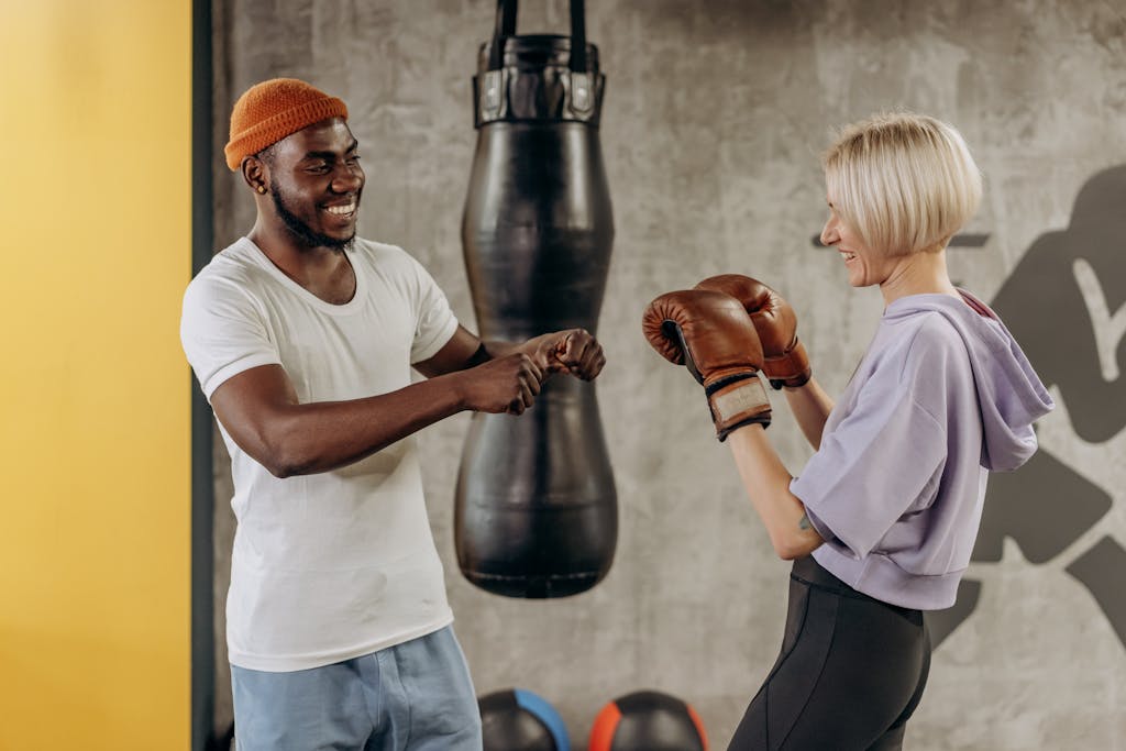 Man And Woman Enjoying While Exercising